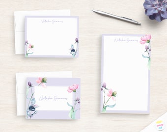 Floral Stationery Personalized - Pretty Customized Stationery Set - Women's Stationary - Letter Writing Paper