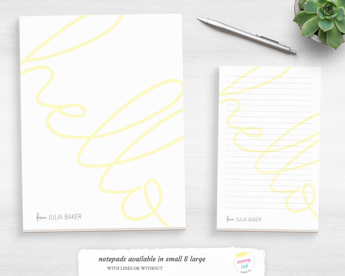 Personalized Stationery - Hello Note Card Set - Customized Stationery ...