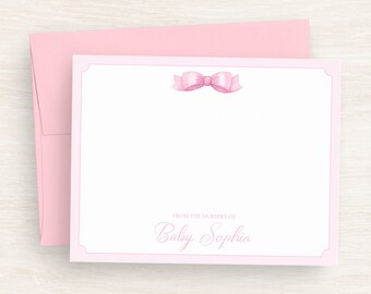 Personalized Baby Shower Thank You Cards - Baby Thank You Cards For Boys - Bow Baby Shower Cards For Girls - Customized Baby  Stationery