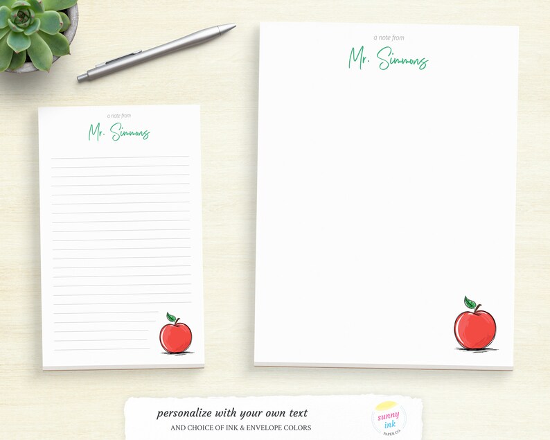 Personalized Teacher Writing Pad Customized Apple Notepad Etsy