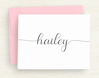 Personalized Note Card Set - Custom Stationery - Customized Folded Note Cards - Women's Note Card - Gift For Her - Script Font #131