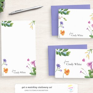 Personalized Thank You Note Cards - Summer Bloom Note Cards - Customized Thank You Cards - Custom Floral Stationery Cards image 3