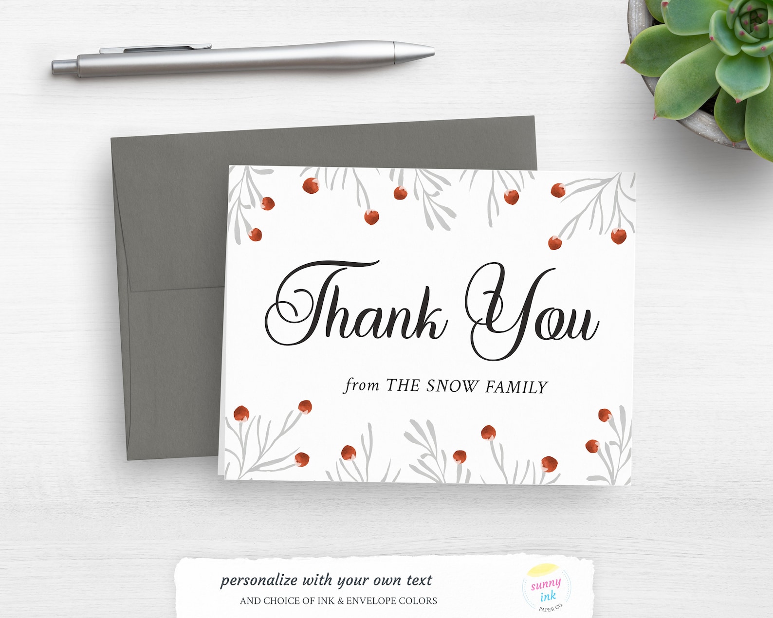 Floral Thank You Notes Custom Notes Personalized Thank You Etsy