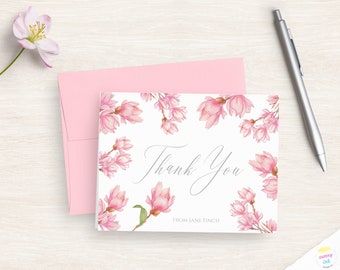 Personalized Thank You Card - Flower Thank You Note - Customized Thank You Cards - Appreciation Thank You Card Set - Magnolia Blossom