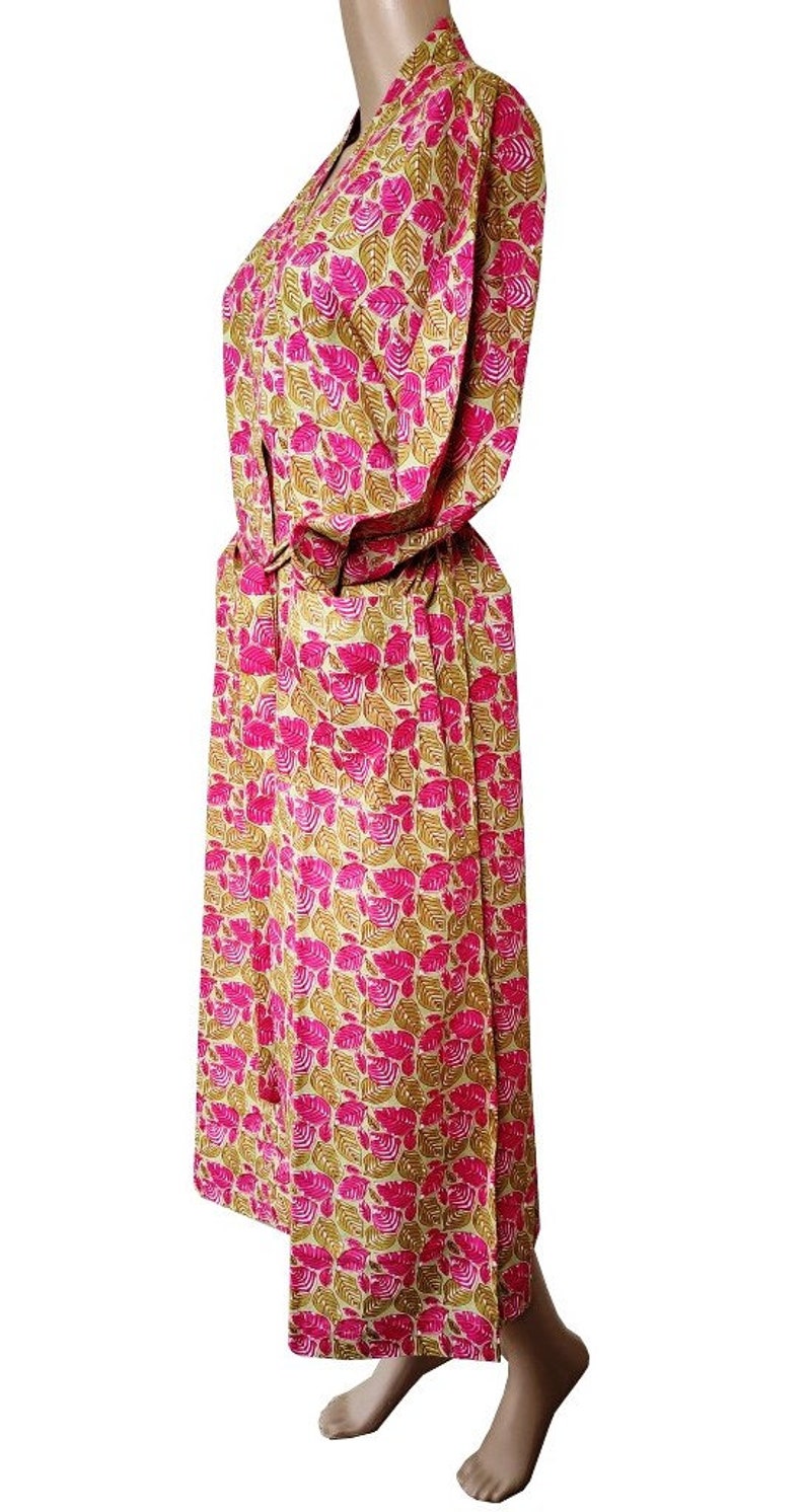 Pink Cotton 100 /% Kimono Women Wear Body Crossover Bridesmaid Dressing Gown Hand Block Print Cotton Bathrobe Indian Robes Dressing Gown