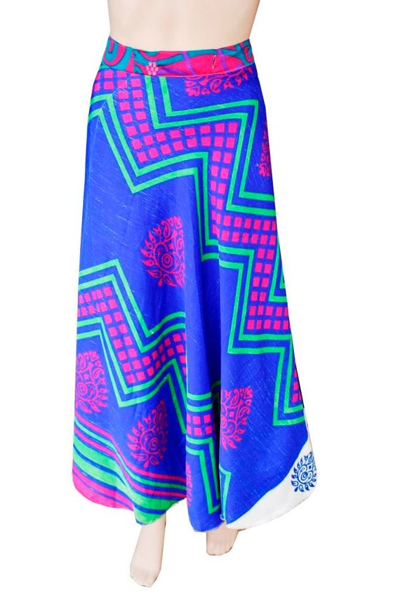 Bohemian Magic Wrap Skirt Boho Long Floral Magic Wrap Skirt Hippie 2 Layer Halter Sarong Handmade Floral Indian Beach Skirt
