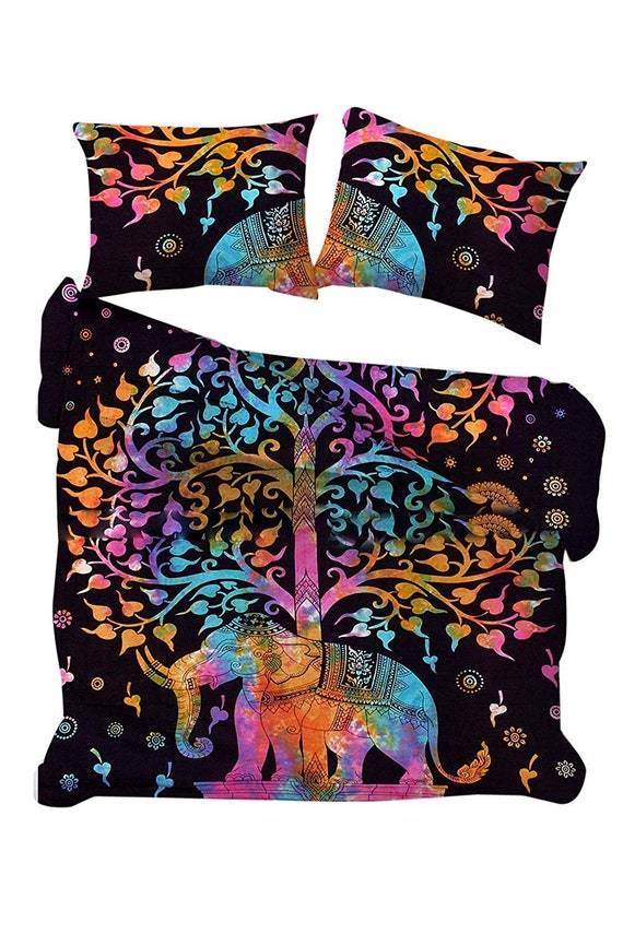Bedding Indian Tie Dye Elephant Mandala Bedding Set Queen Size