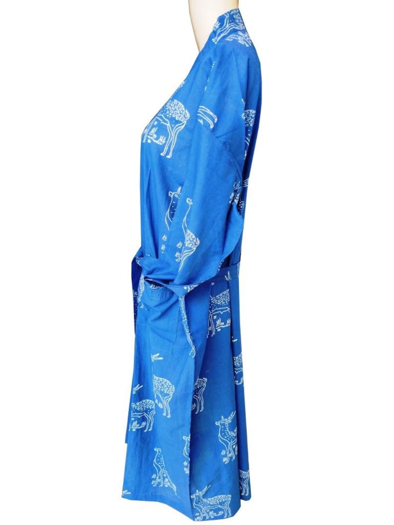 Indigo Cotton Kimono Robes for Women Indian Dressing Gown Block print Beach Cover Long Women/'s Bath Robe Shirt Free Size Night Cotton Kaftan