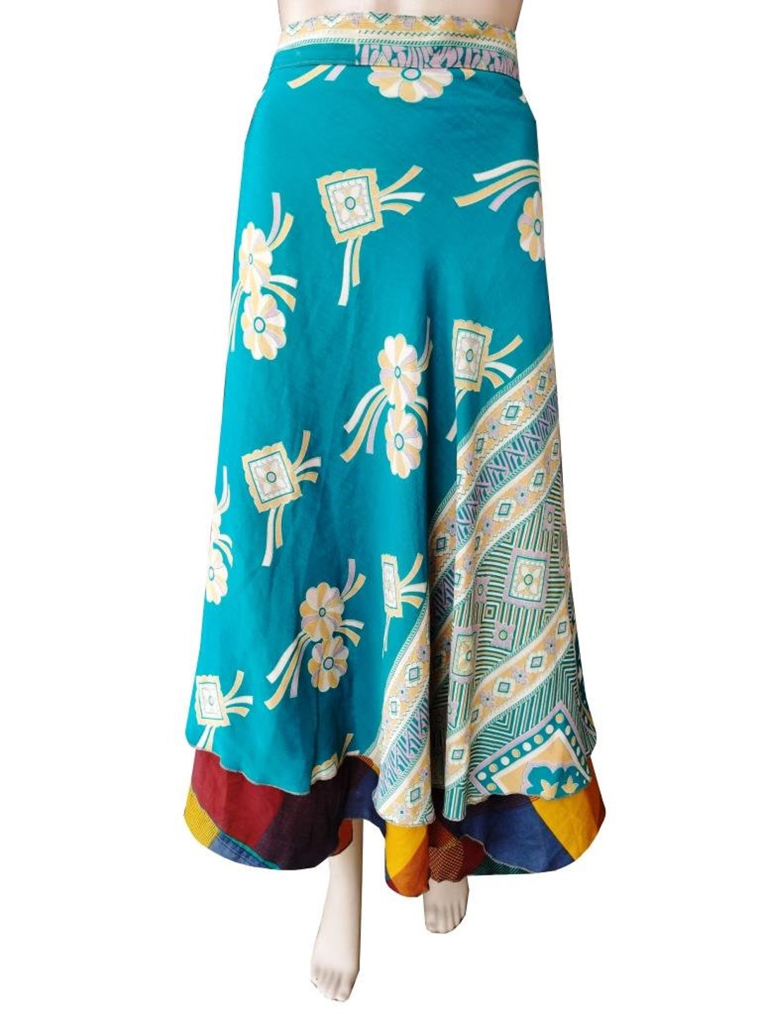 Long Wrap Skirt Indian Vintage Wrap Skirt Hippie Beach Bath Etsy