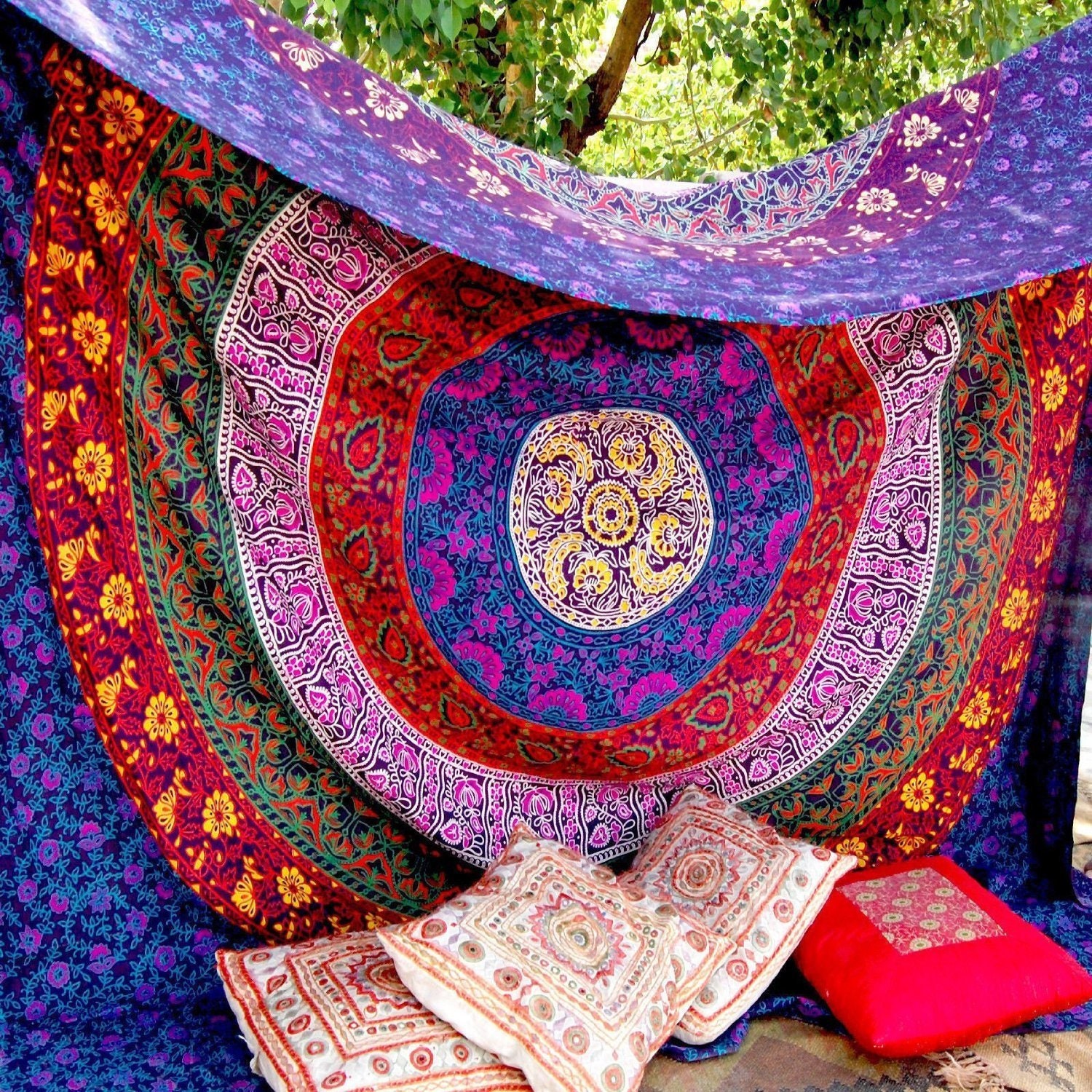 Baumwolle Textil werfen Wandbehang Blumen-Mandala Bettwäsche Königin-Tapisserie Baumwolle Textil werfen Wandbehang Blumen-Mandala Bettwäsche Königin-Tapisserie
