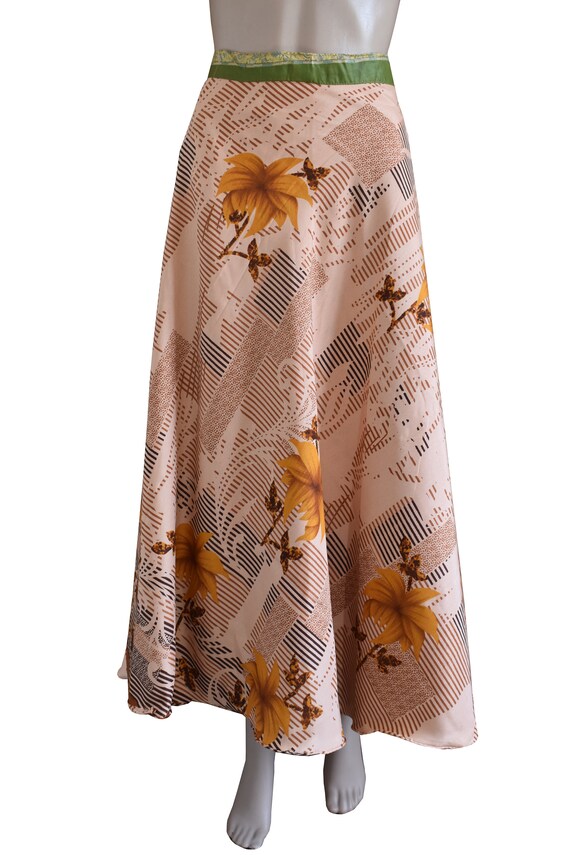 Bohemian Magic Wrap Skirt Boho Long Floral Magic Wrap Skirt Hippie 2 Layer Halter Sarong Handmade Floral Indian Beach Skirt