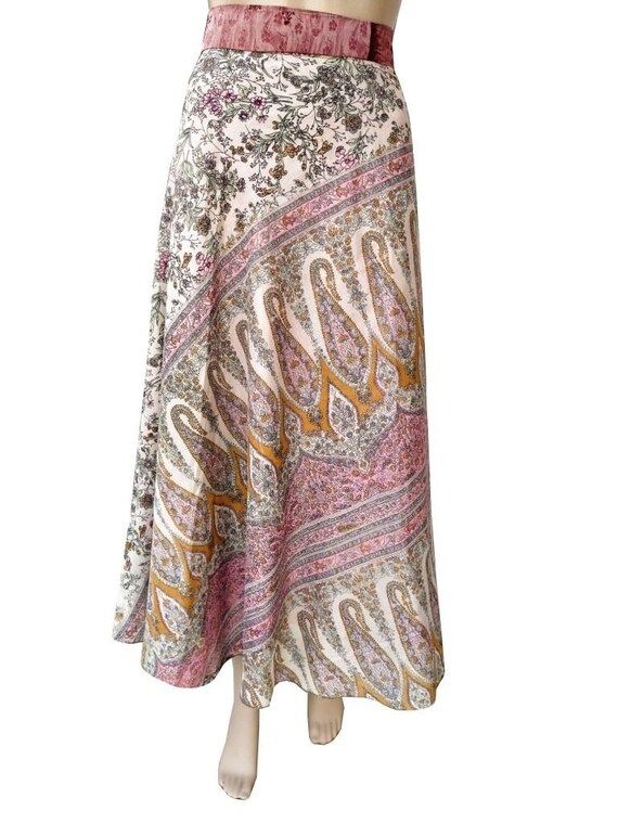 Bohemian Magic Wrap Skirt Boho Long Floral Magic Wrap Skirt Hippie 2 Layer Halter Sarong Handmade Floral Indian Beach Skirt