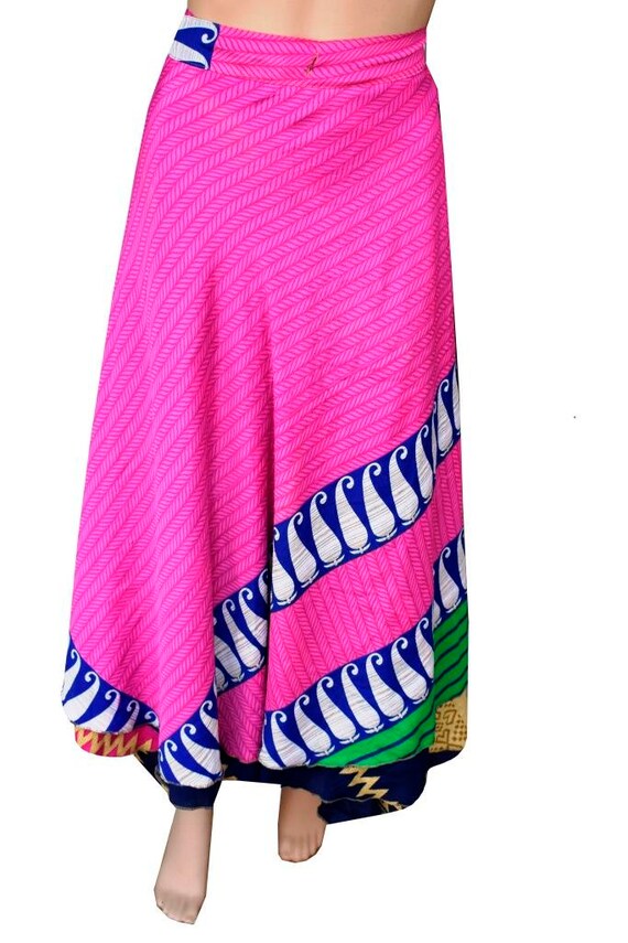 Bohemian Magic Wrap Skirt Boho Long Floral Magic Wrap Skirt Hippie 2 Layer Halter Sarong Handmade Floral Indian Beach Skirt