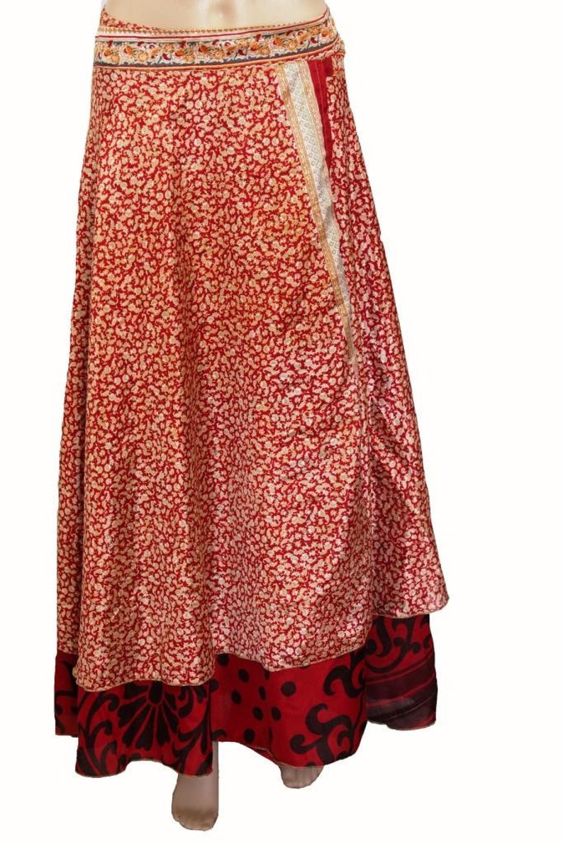 Bohemian Magic Wrap Skirt Boho Long Floral Magic Wrap Skirt Hippie 2 Layer Halter Sarong Handmade Floral Indian Beach Skirt