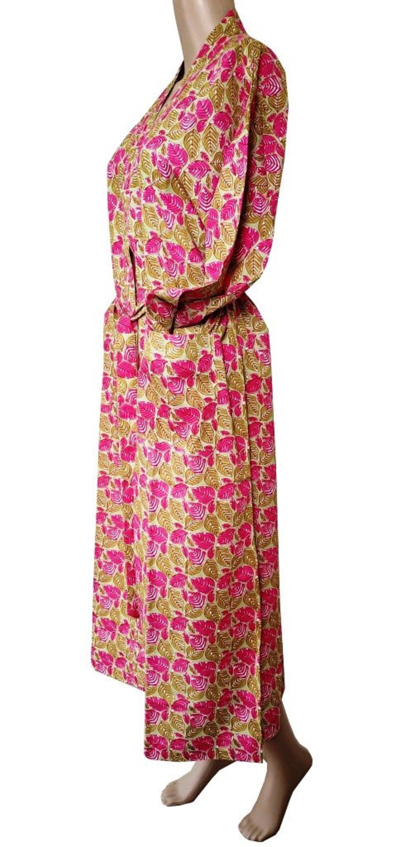 Pink Cotton 100 /% Kimono Women Wear Body Crossover Bridesmaid Dressing Gown Hand Block Print Cotton Bathrobe Indian Robes Dressing Gown