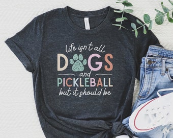 Dogs And Pickleball Shirt, Cute Dog Lover Shirt, Pickleball Player Gift, Funny Pickleball Shirt, Retro Dog Mom Gift