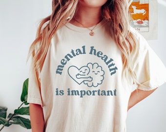 Mentale Gesundheit ist wichtig Shirt, Comfort Colors® Shirt, Angst Shirt, Retro Therapeut Geschenk, Psychologe T-Shirt, ADHS Shirts,