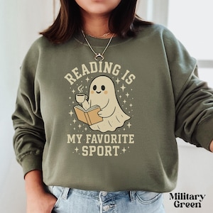 Bookish Ghost Halloween Sweatshirt, Book Lover Ghost Sweatshirt, Reading Crewneck, Spooky Season, Book Lover Gift