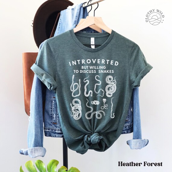 Introverted But Willing To Discuss Snakes T-Shirt - Snake Lover Gift, Funny Introvert Shirt, Reptile TShirt, Herpetology Shirt