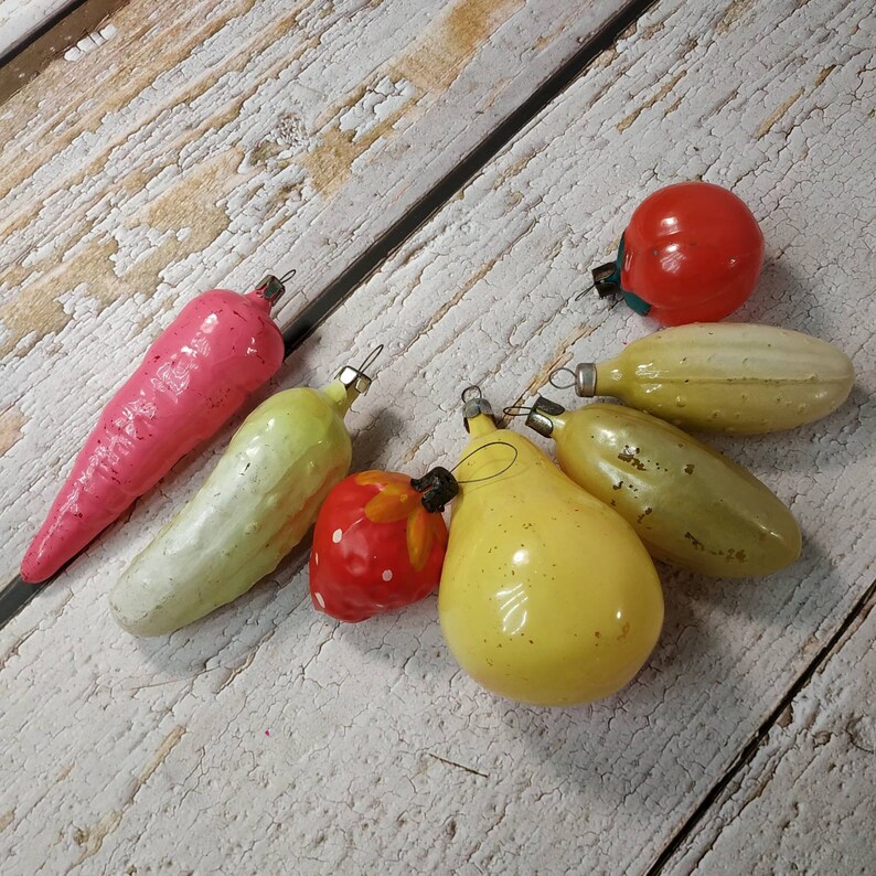 Set of 7 Glass Vegetables Vintage Retro Christmas Ornaments Etsy