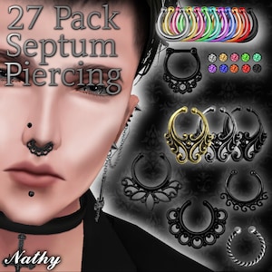 27 Septum Piercing Texture + Opacity Pack, IMVU Creating product, IMVU Creators, RAR file, Piercing Textures, Female and Male texture