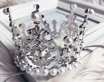Silver Crown Headband for Babies Girls , Newborns -Maternity Birthday Photo Prop