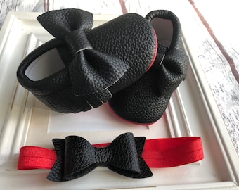 red bottom baby booties