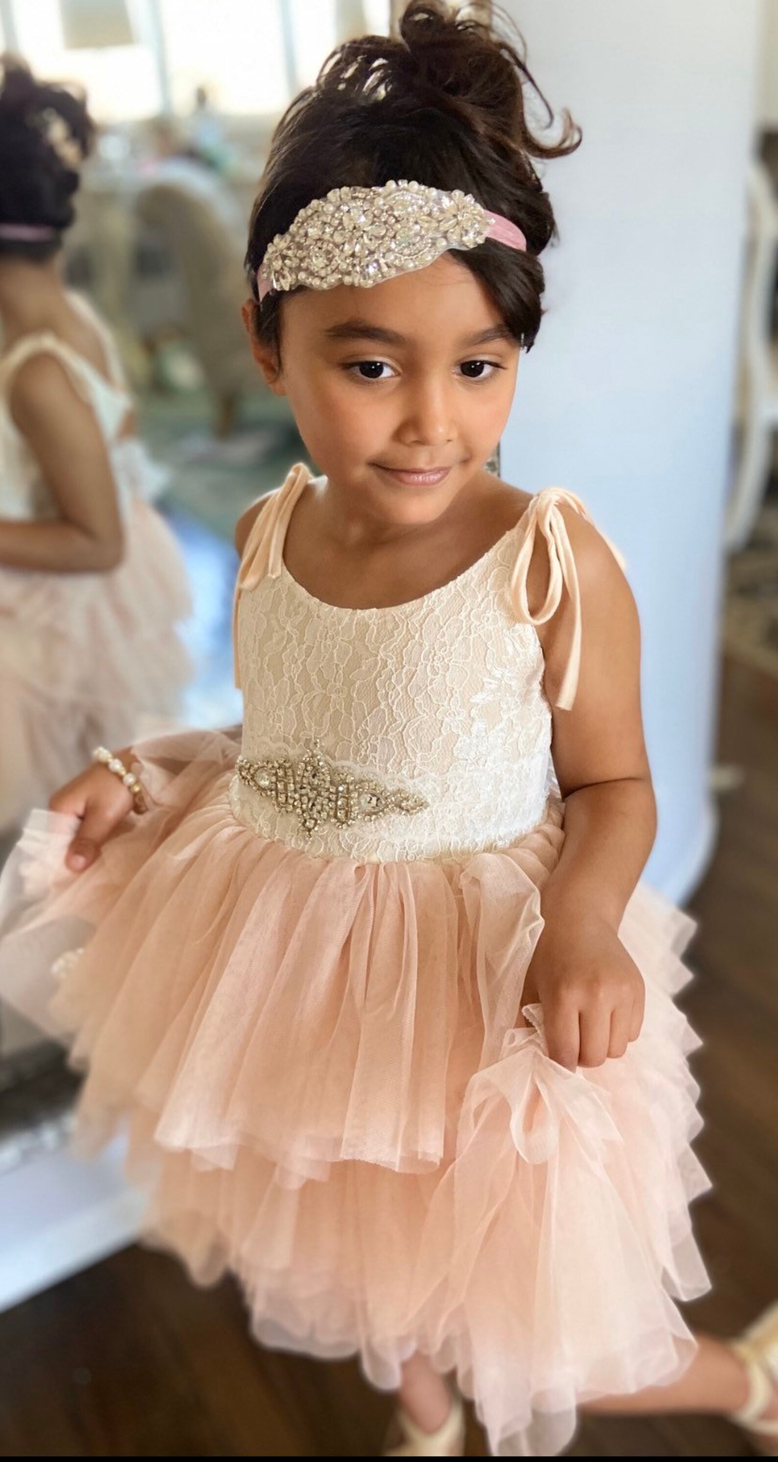 Champagne Flower Girl Dress Lace Topbaby Toddler Dresstulle Etsy