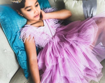Lavender Flower  girl dress,  tulle tutu  Baby toddler dress little-girl  dress girl romantic dress, wedding dress.