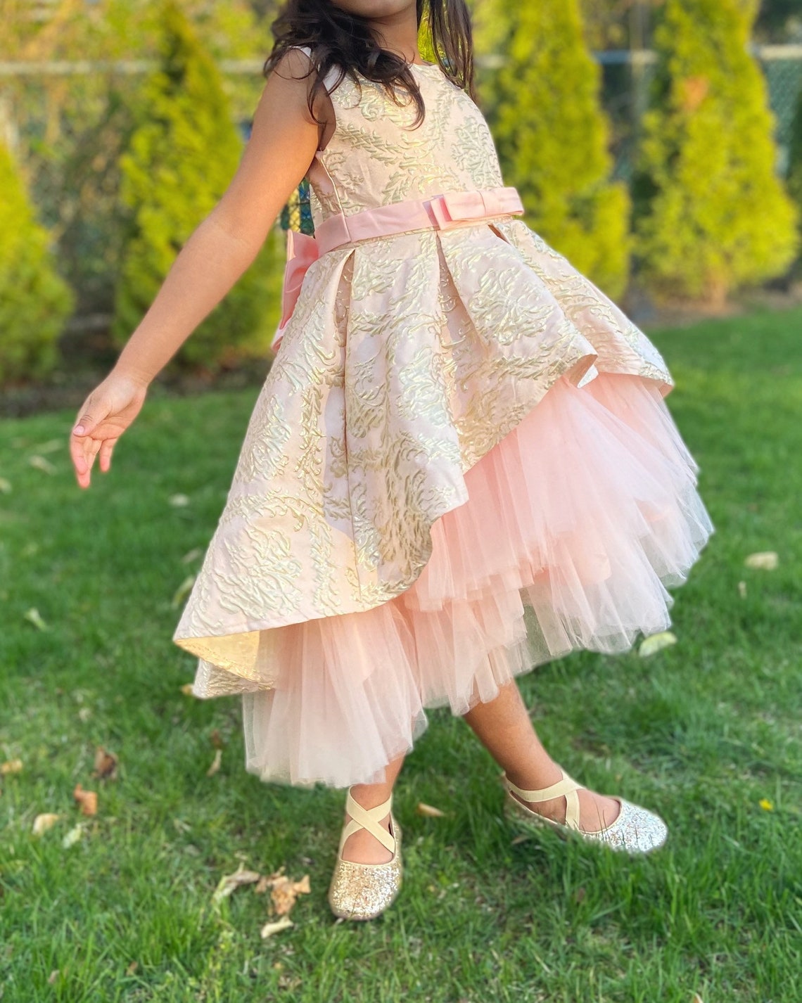Pink gold flower girl dress 1er birthday party dressBaby Etsy