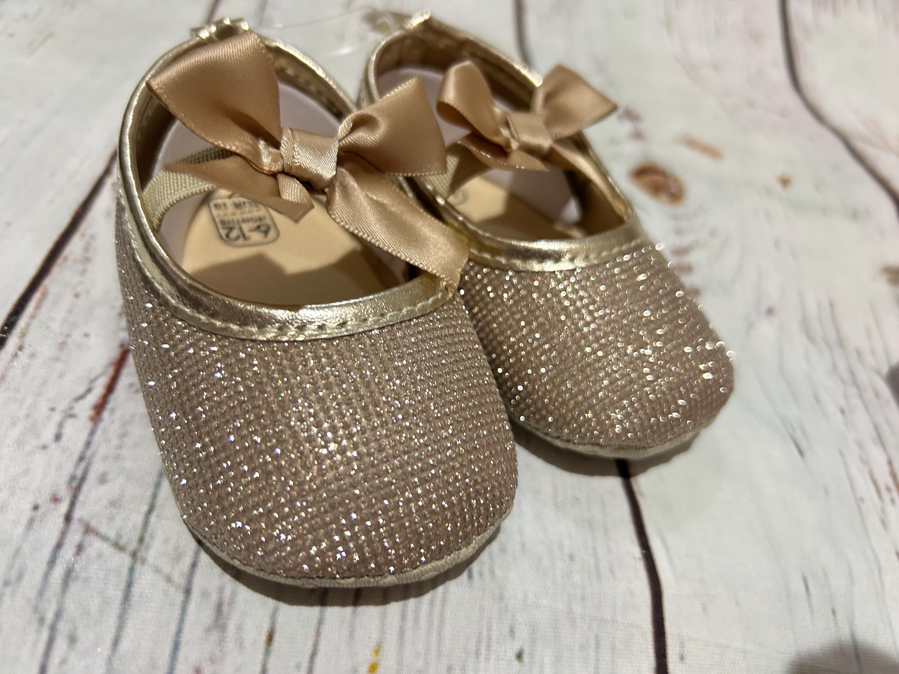 Baby Shoes , Gold Rhinestone, Soft Sole Crib Booties , 1st Birthday - Etsy
