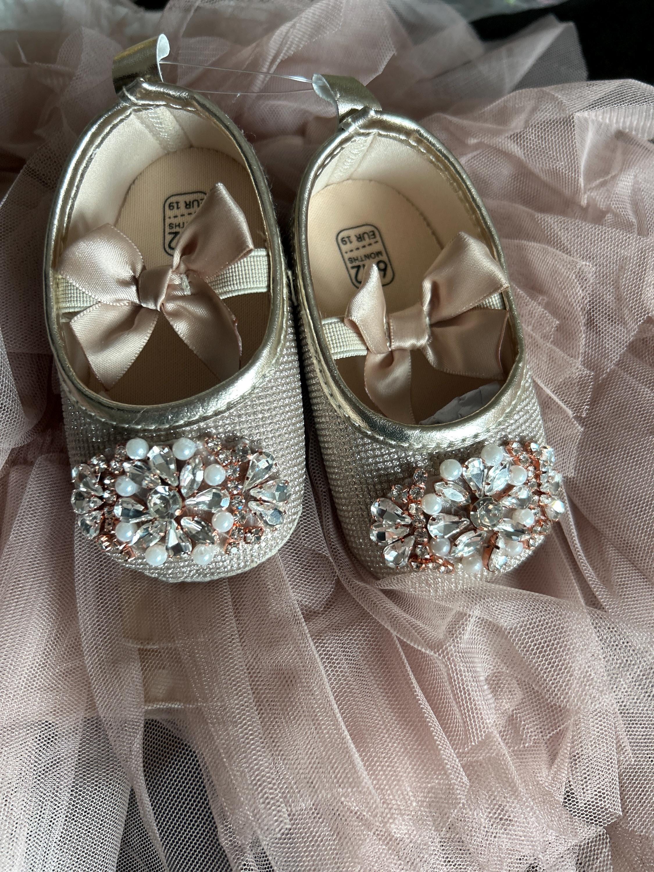 Baby Shoes , Gold Rhinestone, Soft Sole Crib Booties , 1st Birthday - Etsy
