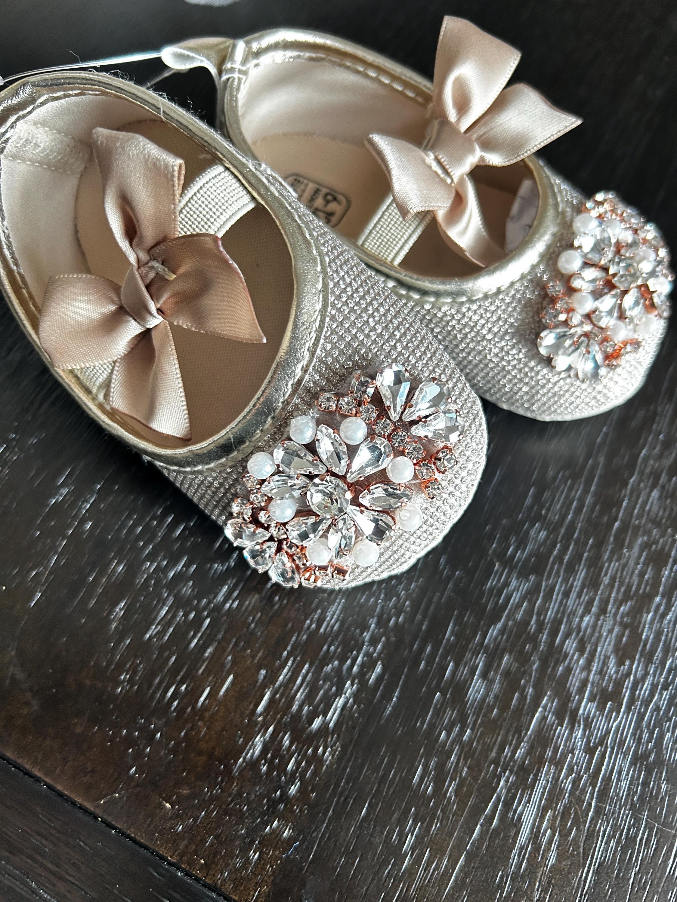 Baby Shoes , Gold Rhinestone, Soft Sole Crib Booties , 1st Birthday - Etsy