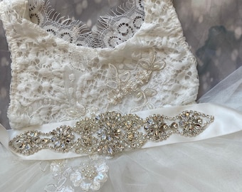 White Lace Flower Girl Dress: Tulle Tutu, Rhinestone Sash