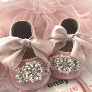 Dusty Pink Baby Mädchen Schuhe,Krippe Schuhe,1er Geburtstag Party Hochzeit, Silber Strass Schuhe Babypartygeschenk.