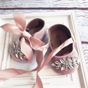 Pink Baby Girl Shoes,crib Shoes,1er Birthday Party Wedding, Rhinestones ...