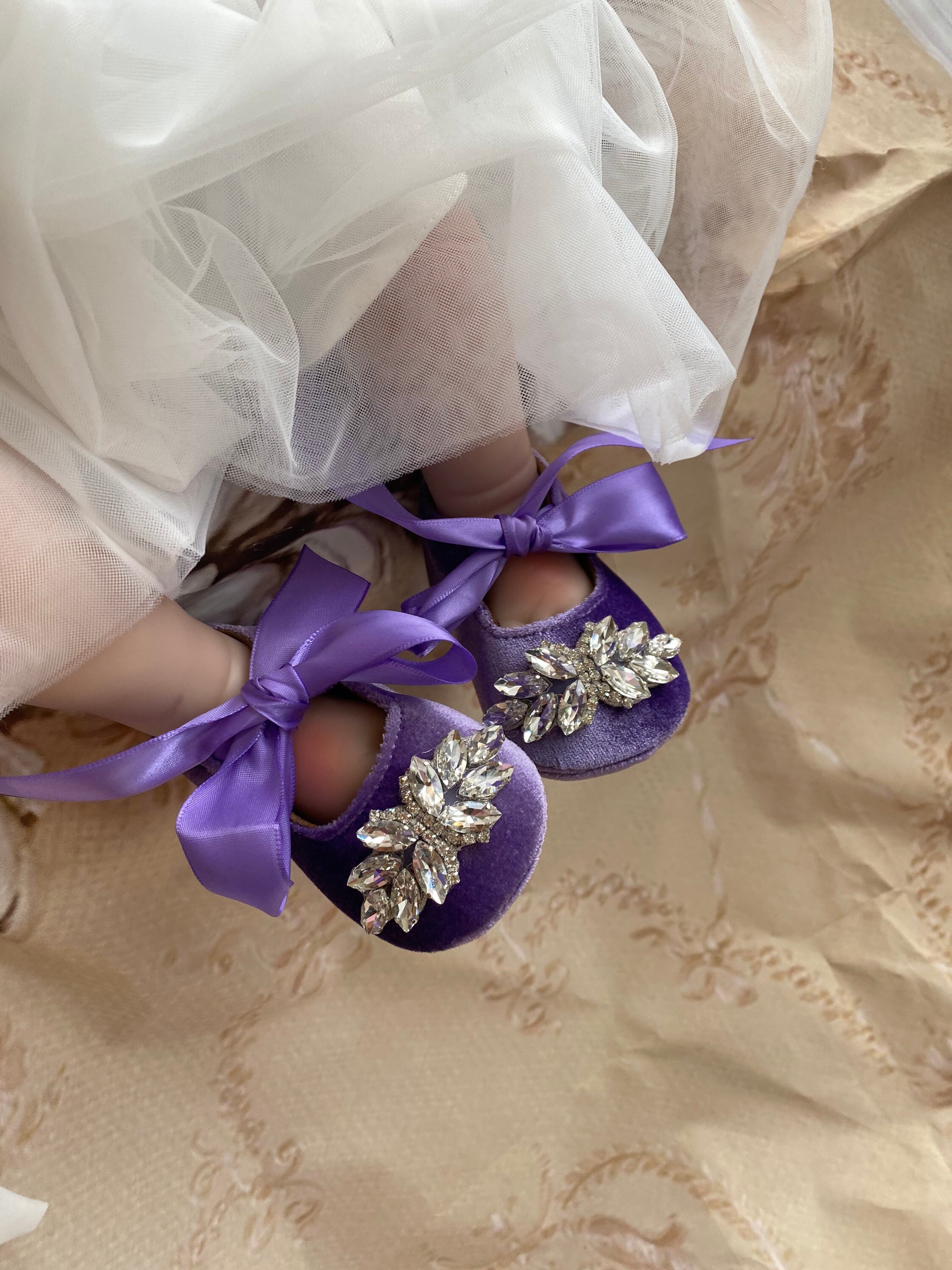 Purple Baby Girl Shoescrib Shoes1er Birthday Party Wedding Etsy