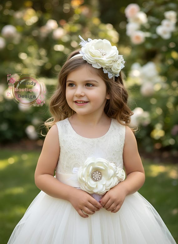 Ivory Lace Flower Girl Dress: Tulle Tutu Holiday Outfit