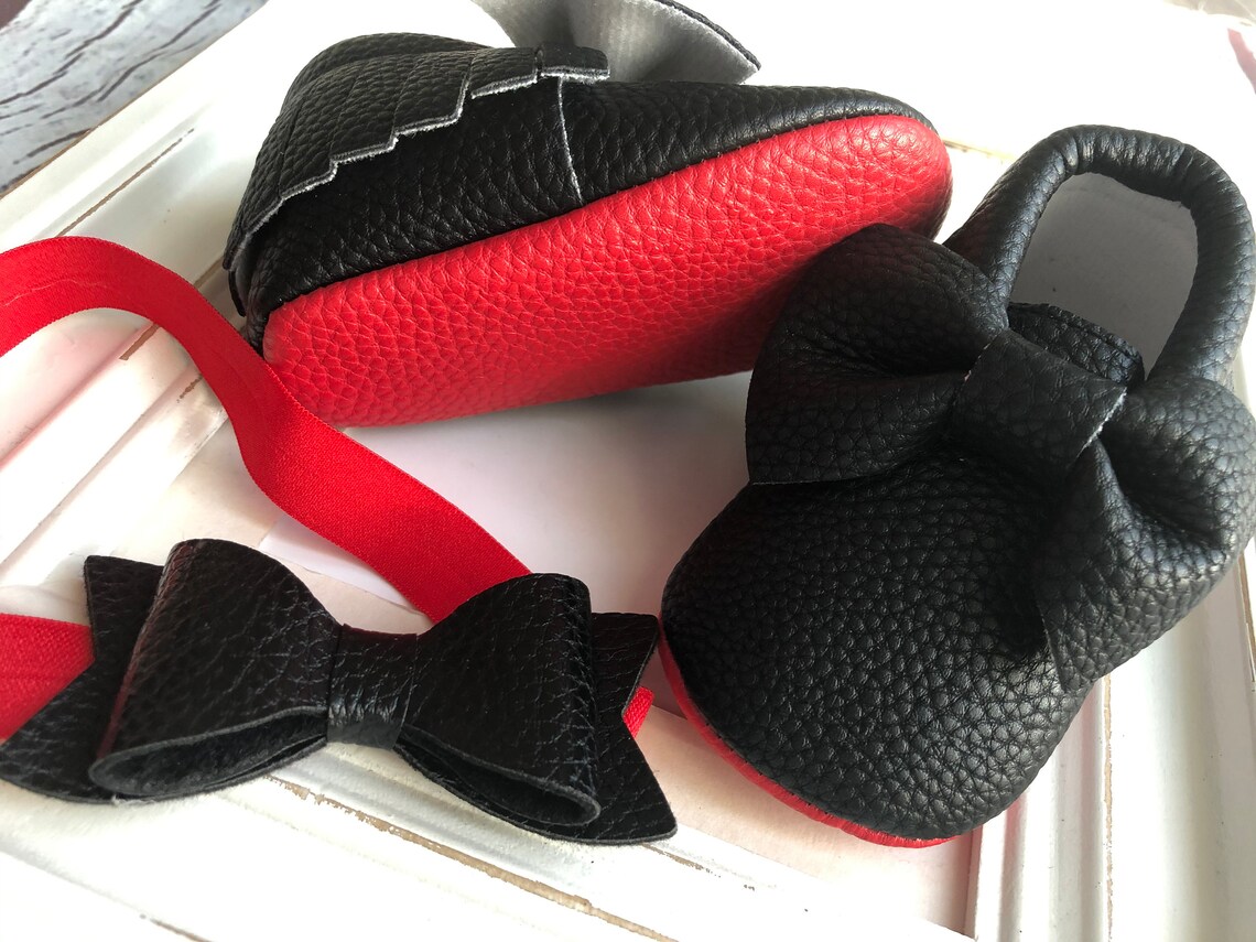 Red bottom Baby girl shoes and headband set red sole baby Etsy