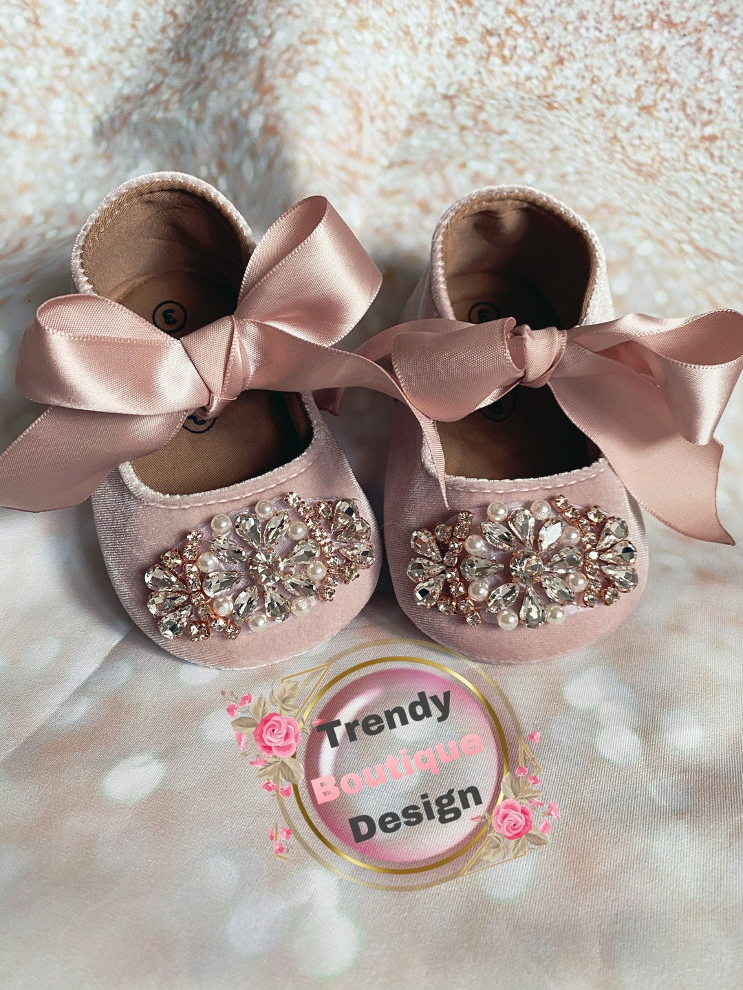 Pink Baby Girl Shoes,crib Shoes,1er Birthday Party Wedding, Rhinestones