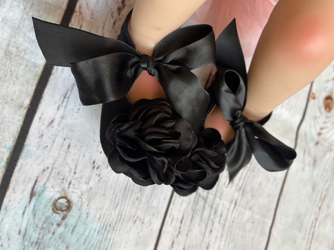 Black Baby Girl Shoes rosettes Baby Girl Crib Shoes Infants Etsy
