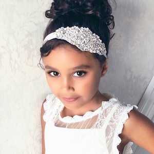 Baby Girl headband, bridal Rhinestones headband, Communion, baptism, flower girl headband.