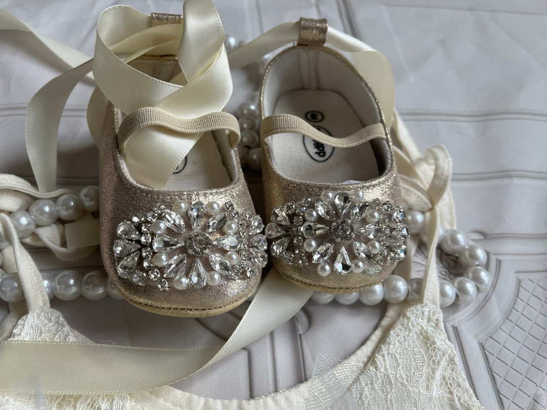 Gold Baby Shoes , Baby Girl Shoes,crib Shoes,1er Birthday Party Wedding ...