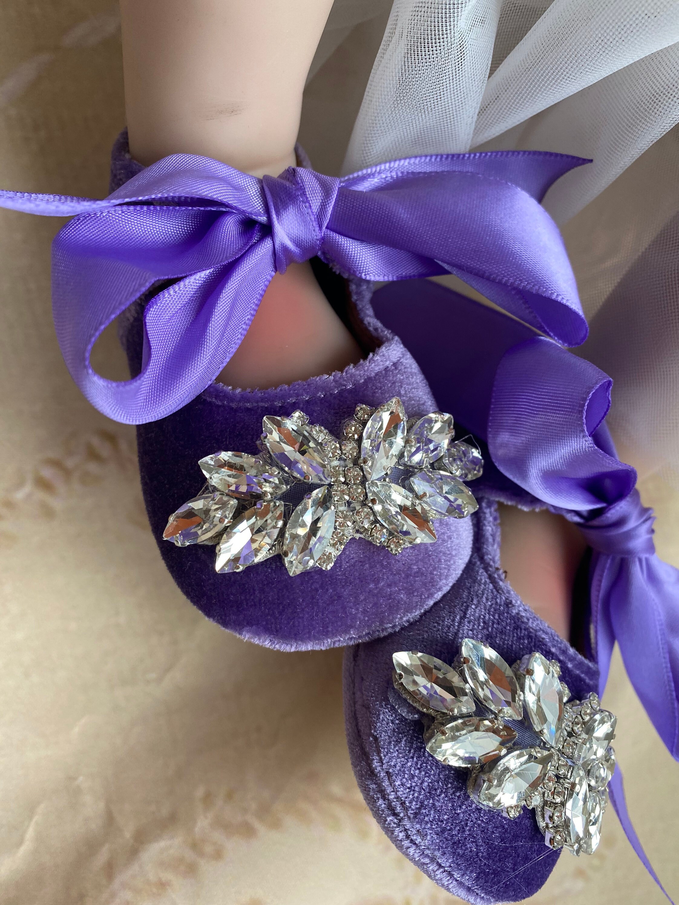 Purple Baby Girl Shoescrib Shoes1er Birthday Party Wedding Etsy