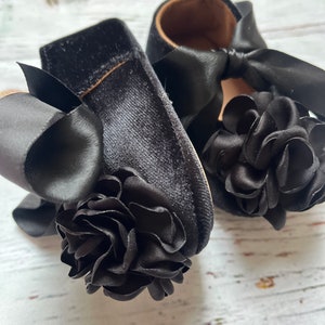 Black Baby Girl Shoes ,rosettes Baby Girl Crib Shoes, Infants Shoes - Etsy