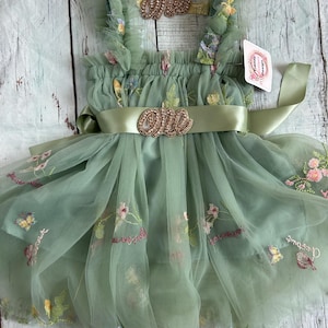 green emerald velvet dress Joanna Girls Dress