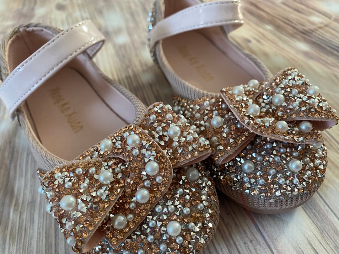 Girl Shoesrose Gold Glitter Shoes. Baby Girls Flower Girl Etsy