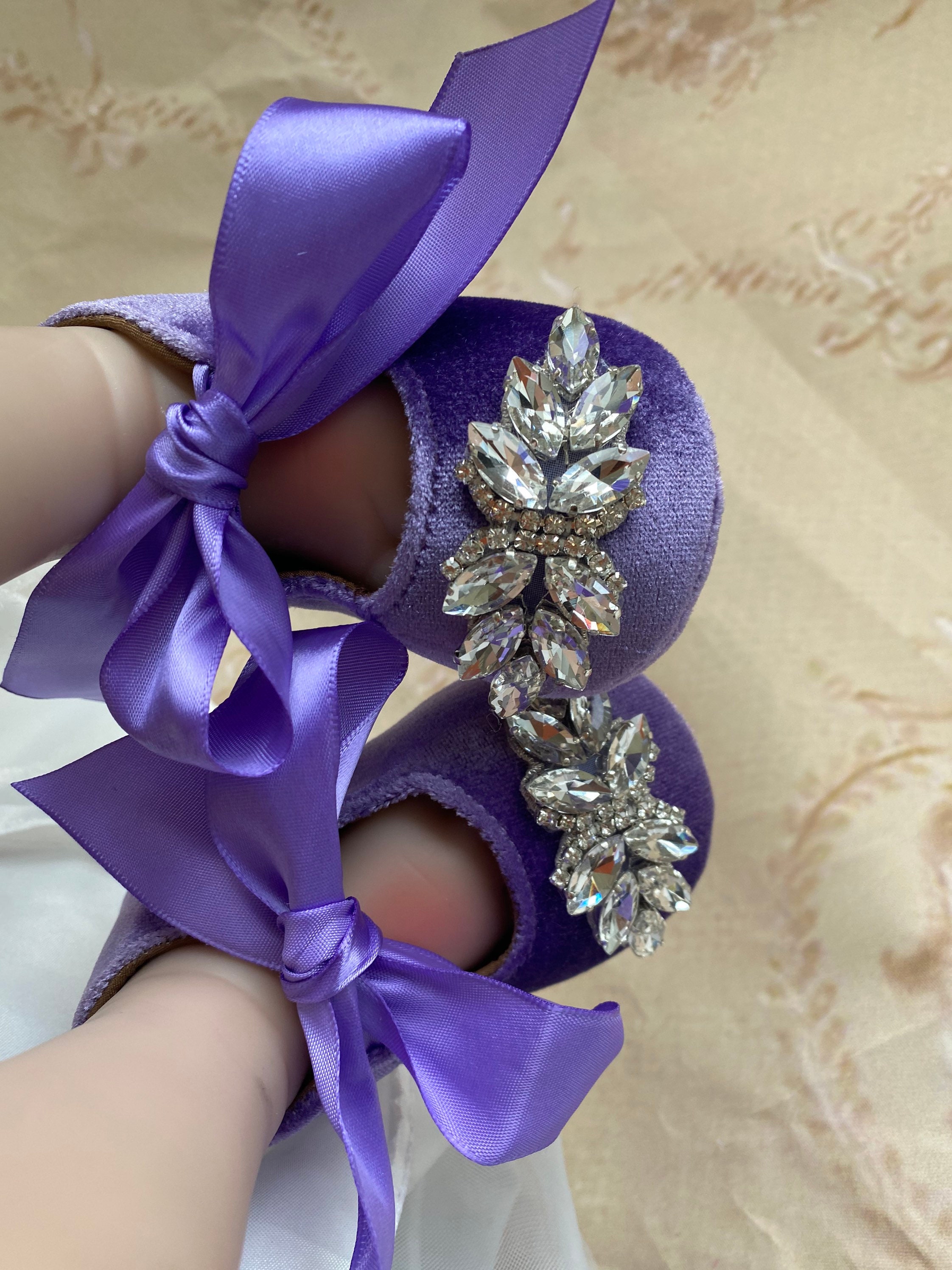 Purple Baby Girl Shoescrib Shoes1er Birthday Party Wedding Etsy