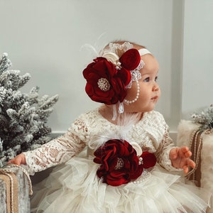 Ivory Lace Flower Girl Dress: Long Sleeve Tulle Tutu, Holiday Party