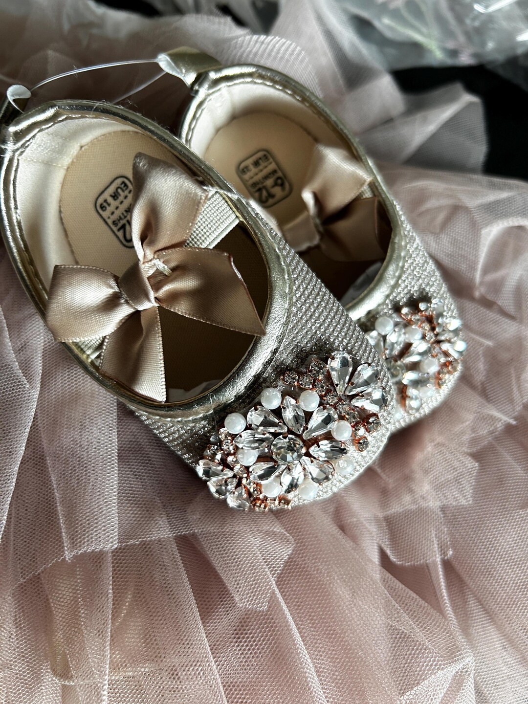 Baby Shoes , Gold Rhinestone, Soft Sole Crib Booties , 1st Birthday - Etsy